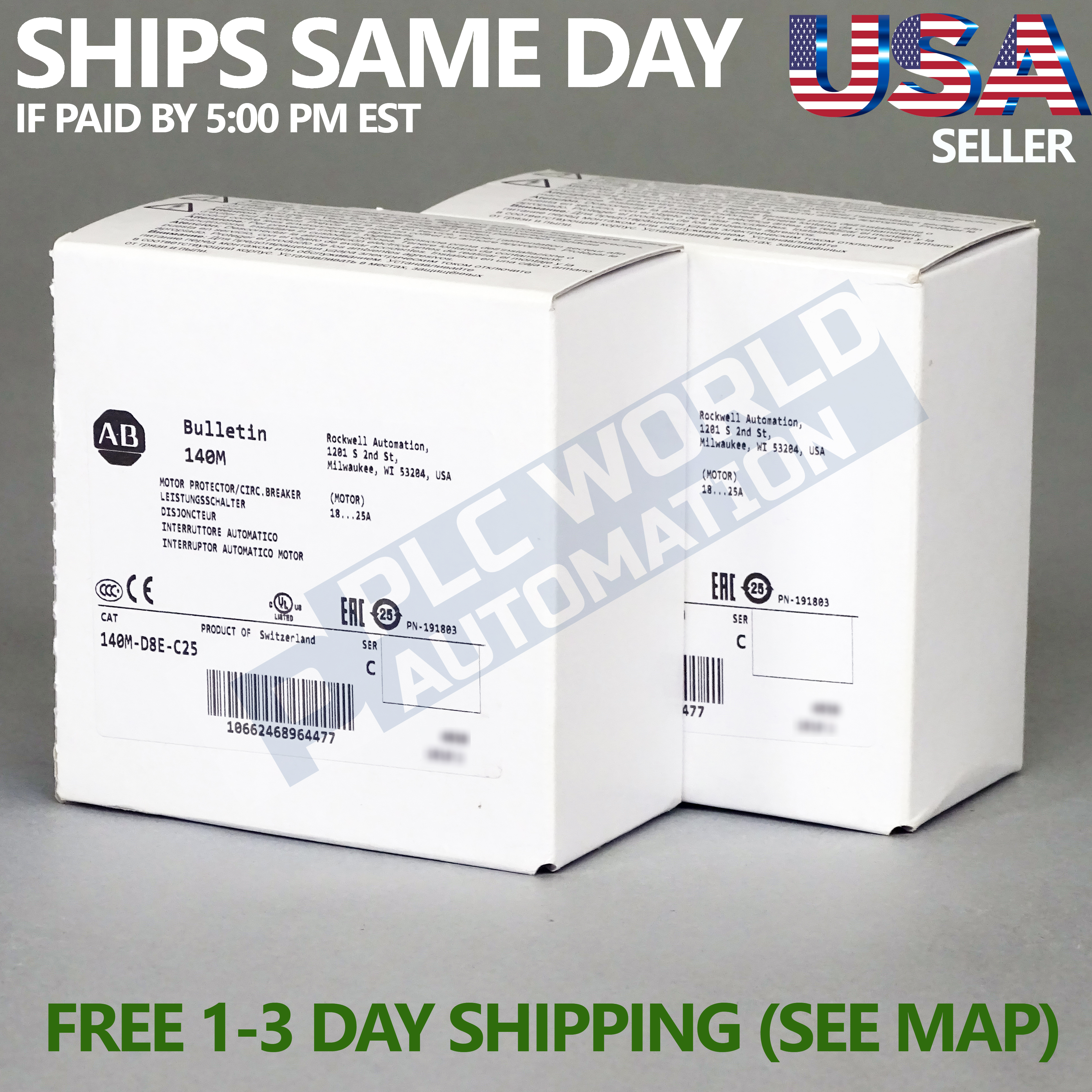 ONE YEAR WARRANTY Factory Sealed ! New In Box AB Breaker 140M-D8E-C10