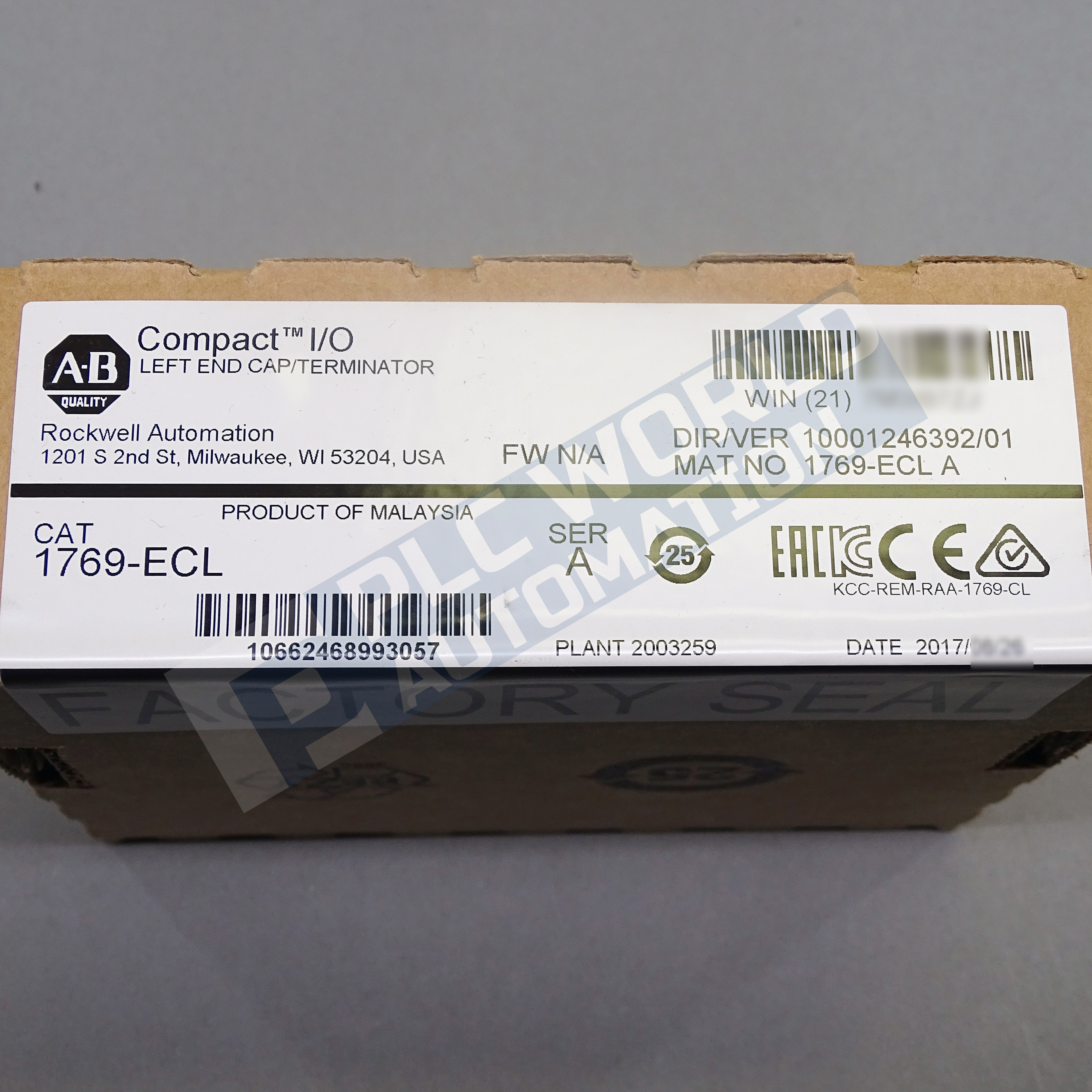 2017 New Factory Sealed Allen Bradley 1769 Ecl A Left End Cap Free 2017 New Factory Sealed Allen Bradley 1769 Ecl Series A Left End Cap Free Next Day Air